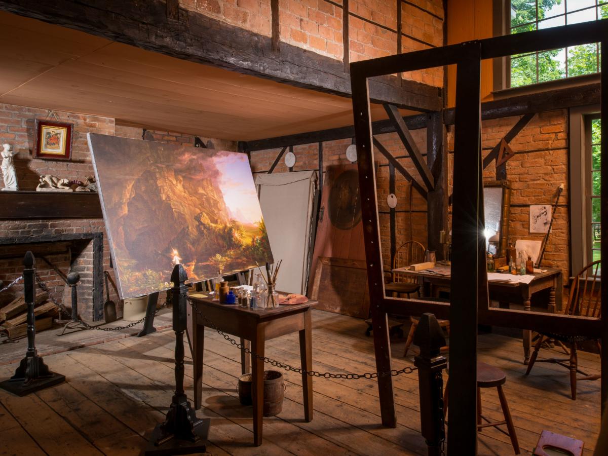 『狩人の帰宅』Tomas Cole作 ★激レア！木製フレーム付！約64×44cm Thomas Cole - Catskill Creek, N.Y. | The Hudson River School - New