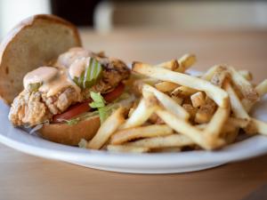 Buttermilk chicken sandwich with fries