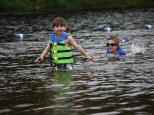 young swimmers in life jackets at North South Lake