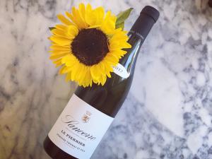 wine bottle with sunflower