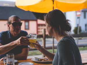 outdoor dining at Jagersberg with covered tables