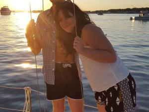 Couple on sail boat