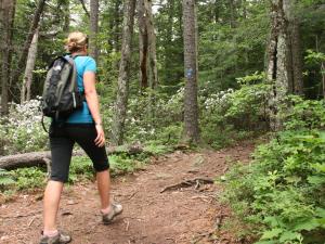 hiker on sunset rock trail