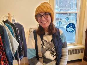 Person inside the store with clothes