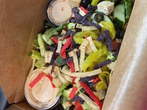 Salad in a to-go container