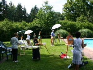 Painting poolside