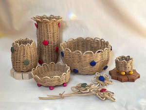Baskets in different size, shape and colored details-kaaterskill-market-catskill-ny