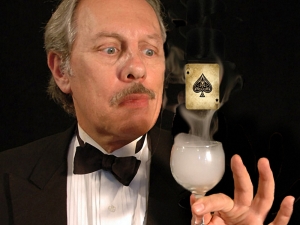 Peter Samelson holding up a smoking glass!