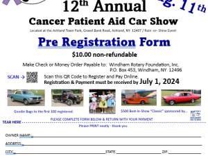 Pre registration is open until July 1st. $10 to pre register & non-refundable as rain or shine event. 