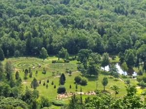 looking down on the gardens in room 74