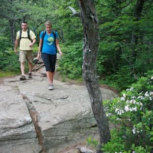 Couple hiking in the Catskills