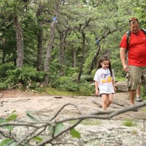 Dad and daughter hiking in the Catskills