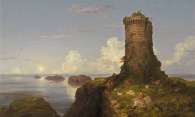 Italian Coast Scene with Ruined Tower by Thomas Cole