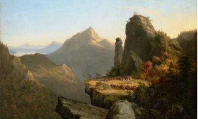 Scene from "The Last of the Mohicans," Cora Kneeling at the Feet of Tamenund by Thomas Cole