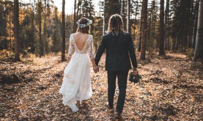 Bride and groom at the Lumberyard