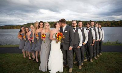 Wedding party on the waterfront at Historic Catskill Point