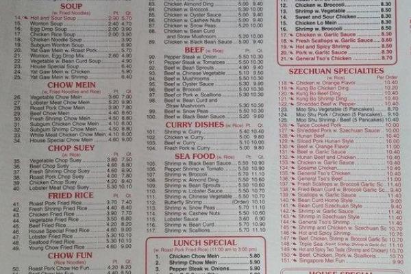 menu