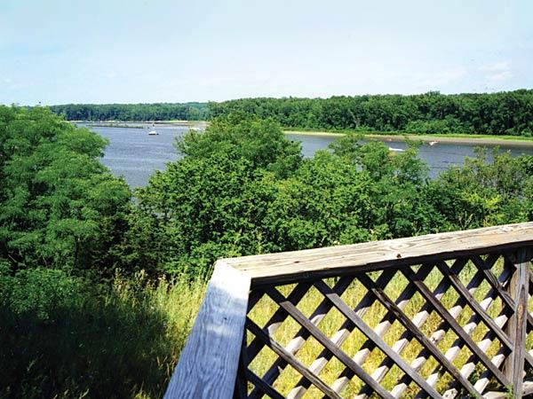 View of the Hudson River from an overlook at Four Mile Point Preserve in Coxsackie NY