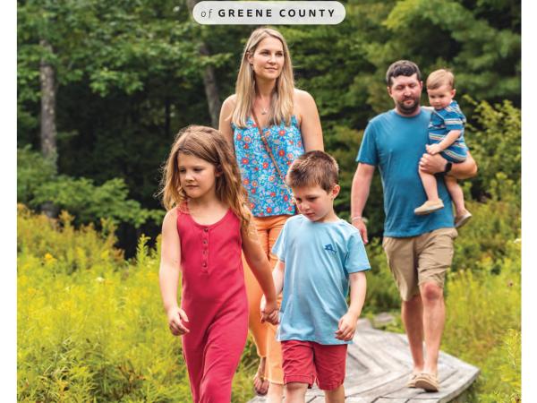 family walking on path