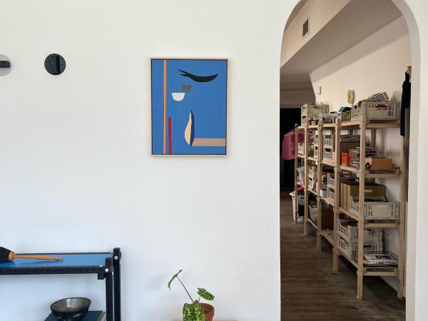 shelf and painting in room 8