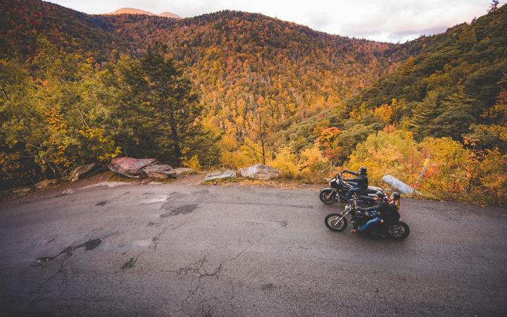 fall foliage views from a motorcycle