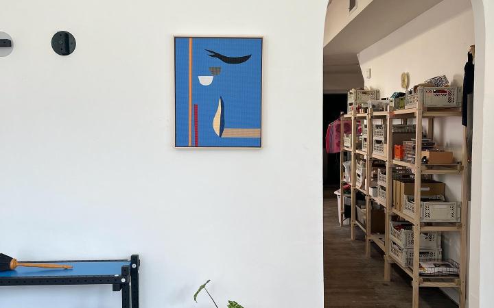 shelf and painting in room 8