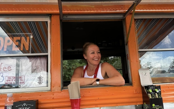 woman in bus