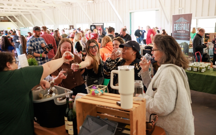 Joyful group at tasting